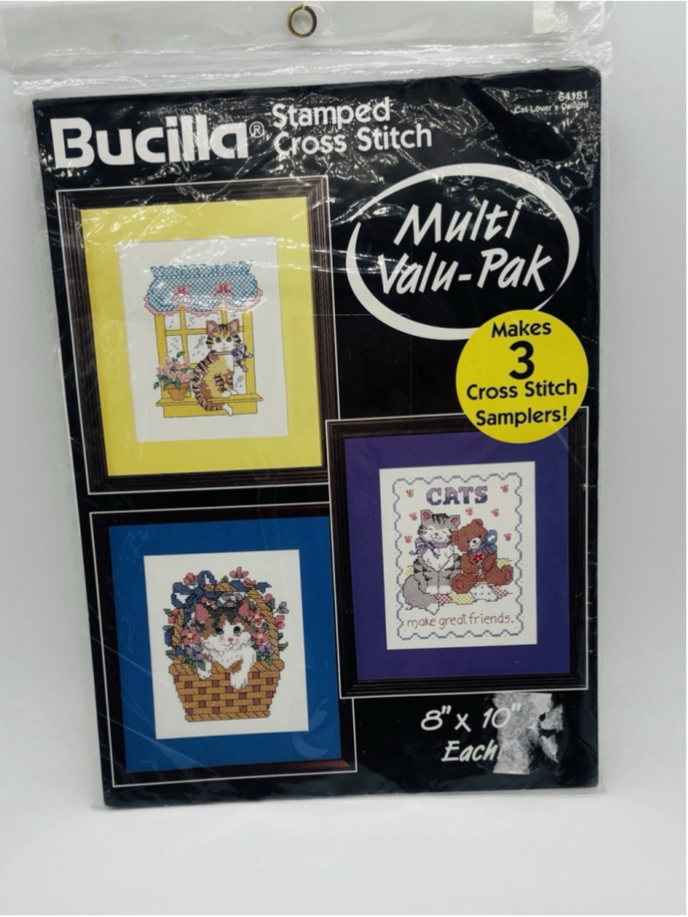 Bucilla 64181 Stamped Cross-Stitch Multi Valu-Pak 8" X 10" Cat Lovers Delight